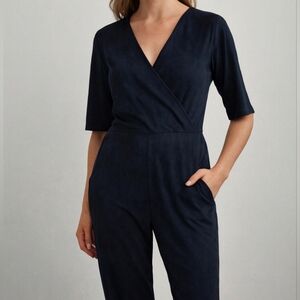🏠 Meg Shop Dark Blue Wrap Romper Side M